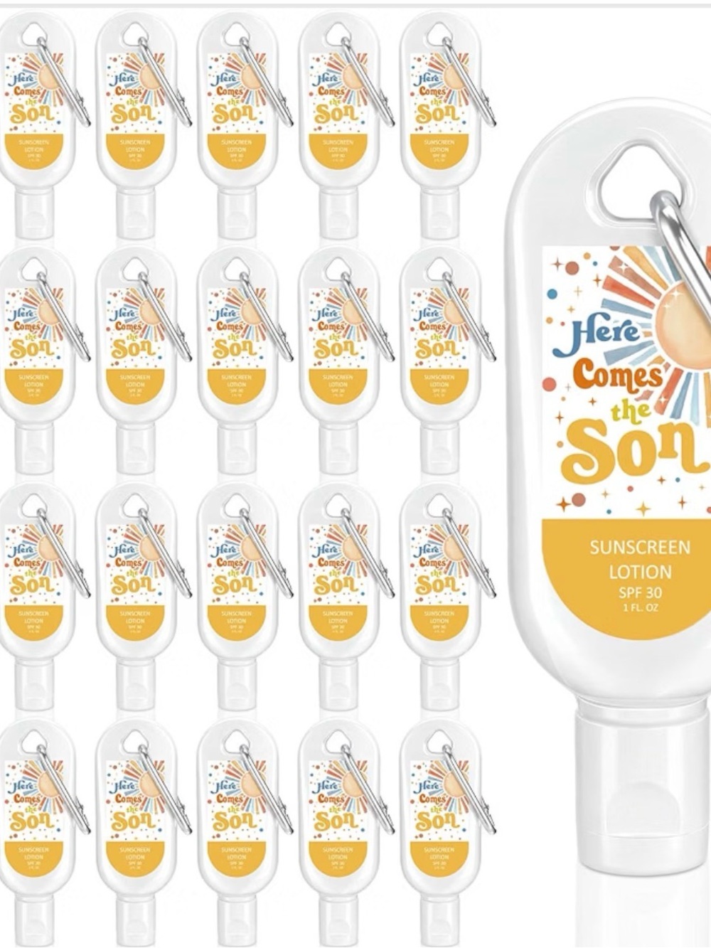 Here Comes the Son Sunscreen Lotion Favor Bottles - Yellow (Set of 12)